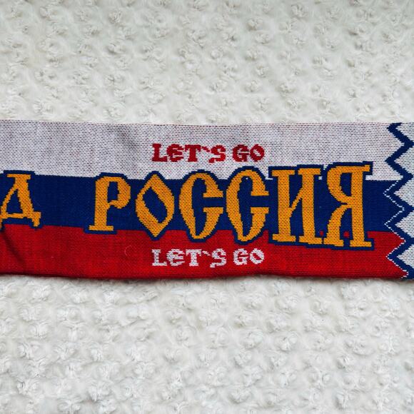 Russia National Team Forward Coat of Arms Football Soccer Fan Red Blue Scarf - Picture 7 of 8